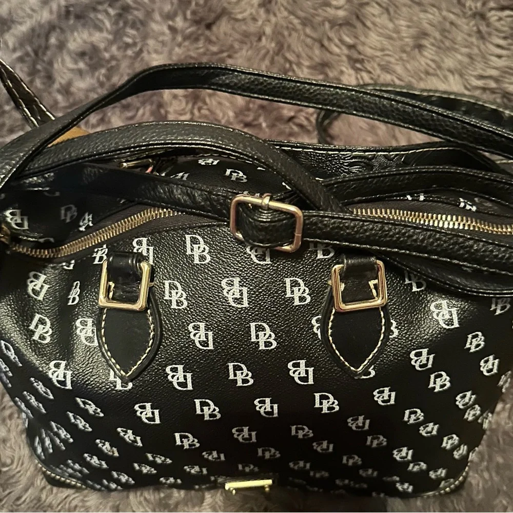 Dooney & Bourke Black and White Monogram Shoulder Bag - Picture 12 of 16